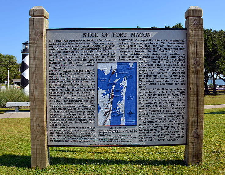 Siege of Fort Macon sign at the Crystal Coast Visitor Center